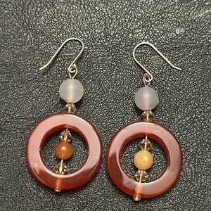 Jade, Faucet AB Crystal & Cornelian Wire Back Earrings